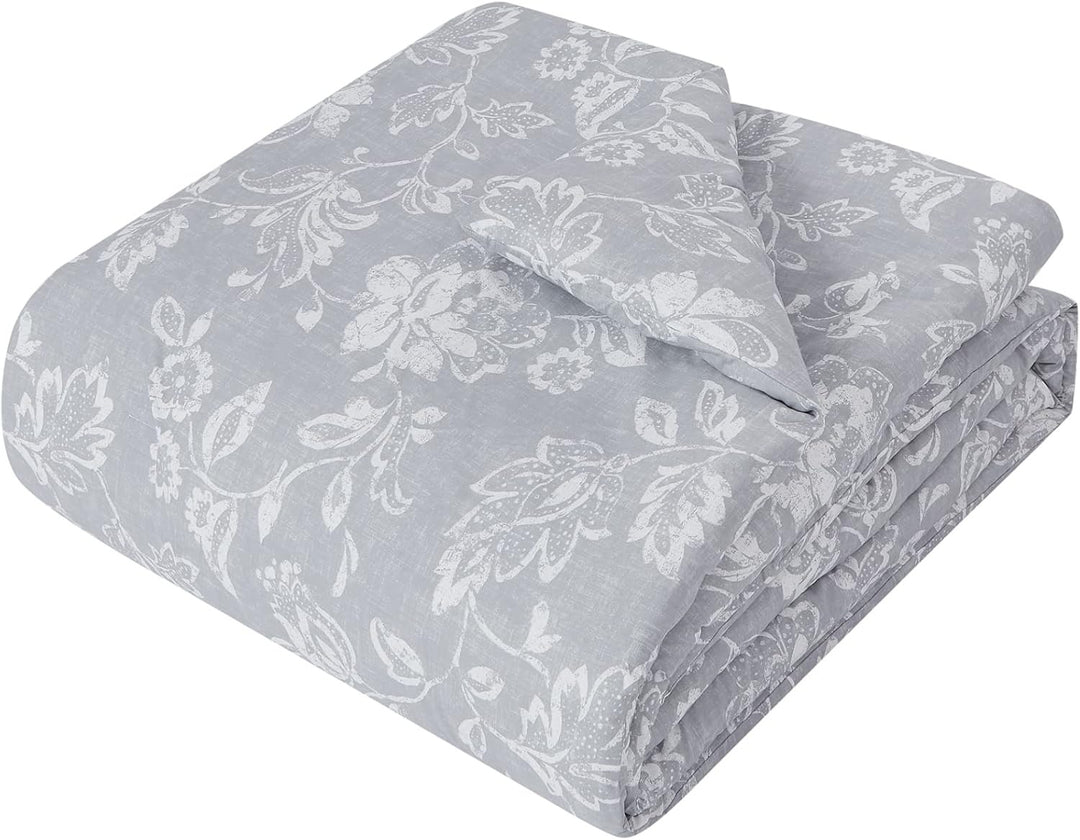 Royal Velvet Classic Floral Full/Queen Comforter, Queen Size, Silver
