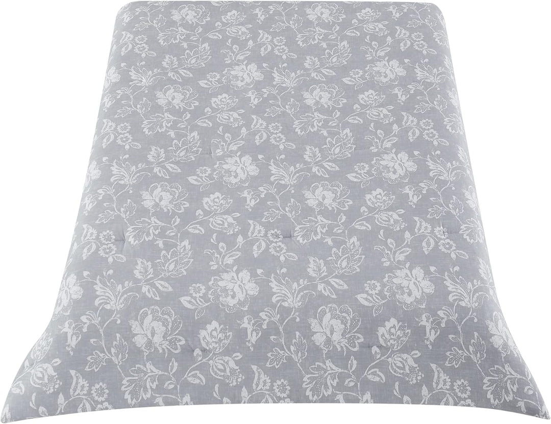 Royal Velvet Classic Floral Full/Queen Comforter, Queen Size, Silver