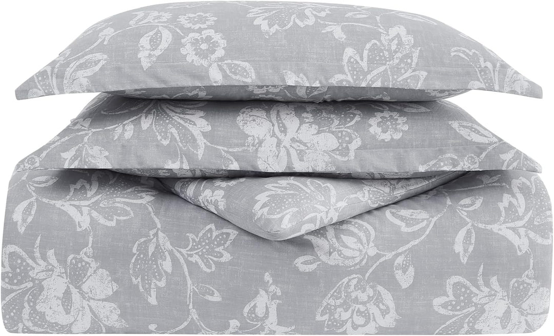 Royal Velvet Classic Floral Full/Queen Comforter, Queen Size, Silver